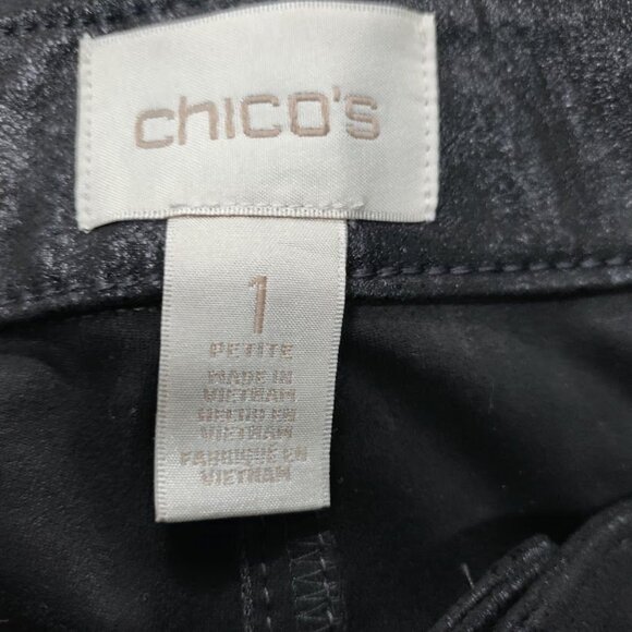 Chico's Ultra Suede Flat Front Tapared Leg Mid Rise Pants Black Women's 1P/ M - Picture 5 of 10